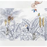 Adawall Home Çizgisel Tasarım Kumaş Amerikan Servis 4'lü Set 35X50CM - 30 x 50 cm - Renkli