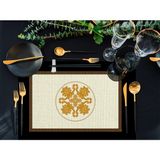 Adawall Home Figüratif Gold Kumaş Amerikan Servis 4'lü Set 35X50CM - 30 x 50 cm - Renkli