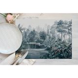 Adawall Home Mavi Ağaç Manzarası Amerikan Servis 4'lü Set 35X50CM - 30 x 50 cm - Renkli