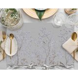 Adawall Home Mini Çiçek Tasarımlı Kumaş Amerikan Servis 4'lü Set 35X50CM - 35 x 50 cm - Gri