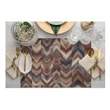 Adawall Kahverengi Geometrik Kumaş Amerikan Servis 4'lü Set 35x50cm