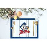 Adawall Lacivert Çizgili Tom & Jerry Kumaş Amerikan Servis 4'lü Set 35X50CM