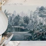 Adawall Mavi Ağaç Manzaralı Amerikan Servis 4'lü Set 35X50CM
