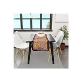 Adawall Mor Damask Desen Runner, 140x45cm (İnce Keten, Uluslararası Yıkama Ve Solmama Sertifikası)