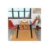 Adawall Orange Daisy Flowers Runner, 140x45cm (İnce Keten, Uluslararası Yıkama Ve Solmama Sertifikası)