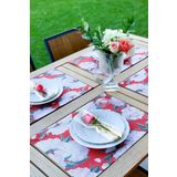 Adawall Red - White Rose Kumaş Amerikan Servis 4'lü Set - 35X50