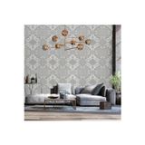 Adawall Royal Weave Design Wallpaper - Damask Desenli Duvar Kağıdı | ROCOCO 1301-3/15, Soluk Gri, Koyu, Çok renkli, Gri, Krem, Elyaf Taban (Non-Woven) - 16.5 m²