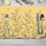 Adawall Sarı Çiçek Detaylı Kumaş Amerikan Servis 4'lü Set 35x50cm