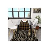 Adawall Sarı-Siyah Kare Runner, 140x45cm (İnce Keten, Uluslararası Yıkama Ve Solmama Sertifikası)
