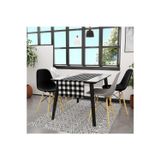 Adawall Siyah-Beyaz Kare Runner, 140x45cm (İnce Keten, Uluslararası Yıkama Ve Solmama Sertifikası)