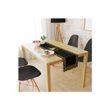 Adawall Siyah Büst Detaylı Runner, 140x45cm (İnce Keten, Uluslararası Yıkama Ve Solmama Sertifikası)