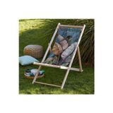Adawall Tropikal Yaprak Tasarımlı Katlanır Şezlong (Kullanılan ahşap, fırınlanmış gürgen ağacıdır. Kumaşı süettir)