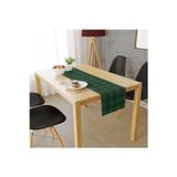 Adawall Yeşil Kareli Runner Örtüsü, 140x45cm (İnce Keten, Uluslararası Yıkama Ve Solmama Sertifikası)