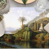 Adawall Yeşil Orman Manzaralı Kumaş Amerikan Servis 4'lü Set 35x50cm