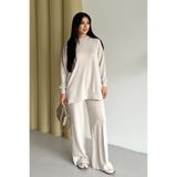 adba style Kadın Oysh Modal Kumaş Oversize Tesettür Tunik Takım 4028 Taş