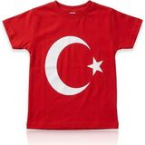 Adc 23 Nisan Ay Yıldız Baskılı Çocuk %100 Pamuk Tişört/“okul Gösterisi Için Özel - Kırmızı - 4 Yaş