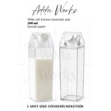 Adda Works 500 ML Milk Carton Bottle Şeffaf Süt Kutusu Şişe Iced Coffee Matcha Smoothie ve Soğuk İçecek Şişesi / 1 Adet