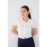 Addax Polo Yaka Düğmeli Kısa Kollu Bluz B15798-s10