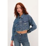 Addax Taşlı Crop Denim Ceket C5017-1