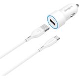 Addison ADS-CC19 USB To Typec Kablolu 2.4A USB Beyaz Araç Şarj Cihazı