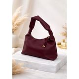 Addy Burgundy Knot Hobo Tasarım Düğüm Detaylı Bordo Omuz ve El Çantası