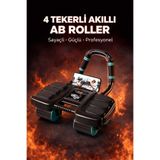 ADEFCO Ab Roller 4 Tekerlekli Karın Kası Aleti Ab Rollout Egzersiz Platformu Sayaçlı