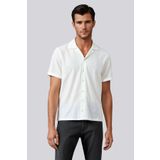 ADEGO Erkek Beyaz Kısa Kollu Slim Fit Desenli Pamuklu Yazlık Gömlek