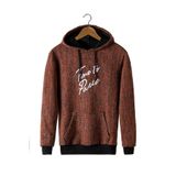 ADEGO Erkek Kiremit Kapüşonlu Kanguru Cepli Nakışlı Örme Sweatshirt