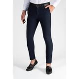 ADEGO Erkek Slim Fit Nokta Dokulu Italyan Kesim Keten Pantolon Koyu Lacivert