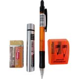Adel 0.7 Uçlu Kalem + U-4 120'LI 2b-0.7 Uç +Mikro Soft 2B-24SP Silgi +2'li Kapaklı Kalemtıraş--4'lü Set
