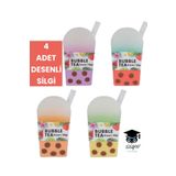 Adel 4 ADET DESENLİ SİLGİ BUBBLE TEA ADEL YERLİ ÜRETİM