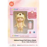 Adel Adeland Sweet Doll Uykucu Bebek 10 cm – Kutu 14×10×5 cm (Bej Şapka - Kahverengi Düğme)