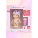 Adel Adeland Sweet Doll Uykucu Bebek 10 cm – Kutu 14×10×5 cm (Lila Şapka - Düğme Göz)