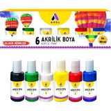 Adel Akrilik Boya Ana Renkler 6 Renk 6 x 60 ml - Renkli