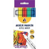 Adel Akrilik Markör Kalem Seti Yuvarlak Uç 5Li 2Mm