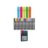 Adel - Artline - Faber Castell 30 Renk Fosforlu Kalem Seti + Inn Boyanabilir Kalemlik Hediyeli