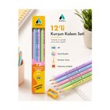 Adel Basic Pastel 12’Li Hb Kurşun Kalem Seti | Kalemtıraş Hediyeli | Renkli Gövdeli Yazı, Çizim Ve Okul Kalemi