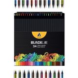Adel Blackline 24 Lü Kuru Boya Kalemi Karton Kutu 1 Paket 12 Renk Blackline Kuruboya Tam Boy Renkli Kalem - Çok Renkli - 24 Renk