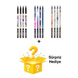 Adel Blackline Karışık Kurşun Kalem 12'li Set,Uzay Desenli,Neon,Mozaik Desenli Konsept Kurşun Kaleml