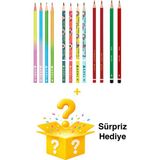 Adel Karışık Kurşun Kalem 12’li Set,kırmızı Kalem,mercanlı Kurşun Kalem,pastel ve Hayvan Desenli Kalemler, Sürpriz Hediyeli