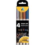 Adel Prime Ink Metalik Marker 4 Lü Setli Ürün Cam Plastik Metal Taş Karton İçin Uygun