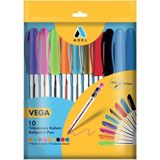 Adel Vega Tükenmez Kalem 10'lu Set 0,7mm Uç Kalınlığı 9 Renkli Çeşitli Kalemler
