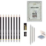 Adel Yayınları Eskiz Başlangıç Seti 9 + Dereceli Kalem + A5 Defter + Dağıtıcı Set + Silgi + Açacak + Hamur Silgi - Karışık-Çok Renkli - standart