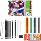Adel Yayınları Eskiz Set 27 Parça Set 2 + Dereceli Kalem + Kuru Boya + A5 Defter + Hamur Silgi + Kömür + Füzen - Renkli - Standart