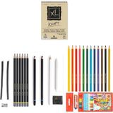 Adel Yayınları Eskiz Set 27 Parça Set 6 + Dereceli Kalem + Kuru Boya + A5 Defter + Hamur Silgi + Kömür + Füzen - Renkli - Standart