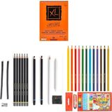 Adel Yayınları Eskiz Set 27 Parça Set 7 + Dereceli Kalem + Kuru Boya + A5 Defter + Hamur Silgi + Kömür + Füzen - Renkli - Standart