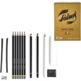 Adel Yayınları Eskiz Seti 15 Parça Set 1 + Dereceli Kalem + A5 Defter + Hamur Silgi + Kömür + Kömür Kalemi + Füzen - Renkli - Standart