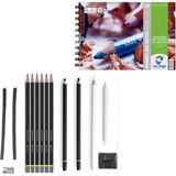 Adel Yayınları Eskiz Seti 15 Parça Set 2 + Dereceli Kalem + A5 Defter + Hamur Silgi + Kömür + Kömür Kalemi + Füzen - Renkli - Standart