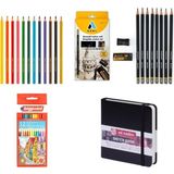 Adel Yayınları Grafiti Dereceli Çizim Eskiz Kalem Seti 8'li - Renkli Kuru Boya ve Art Creaiton 12X12 Defter - Standart
