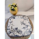 Adelaide Kare Servis Tabağı 27CM - Beyaz - Lacivert